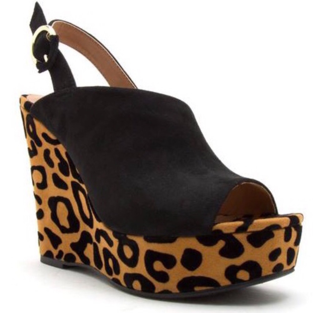 Leopard Platform Wedge Sandal